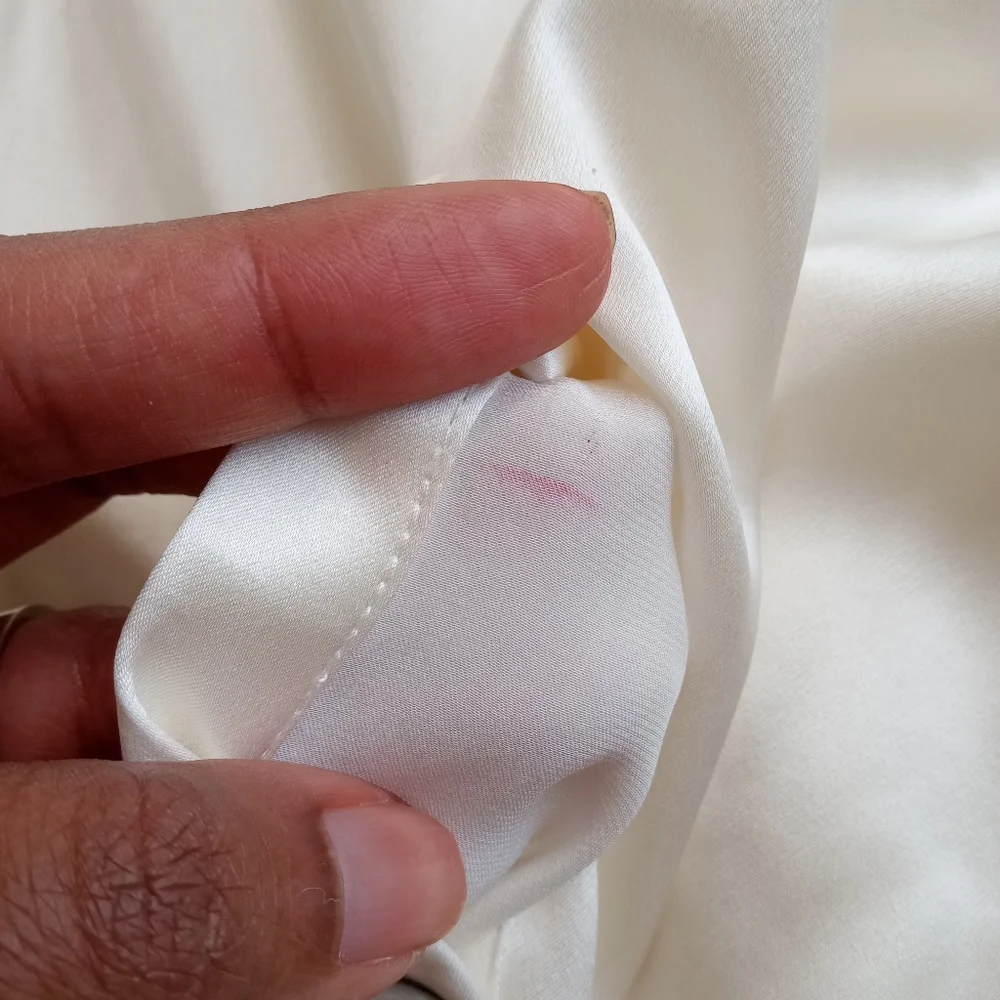 Cinq à Sept Silk Fiona Satin Cinched Sleeve Blouse Top Ivory